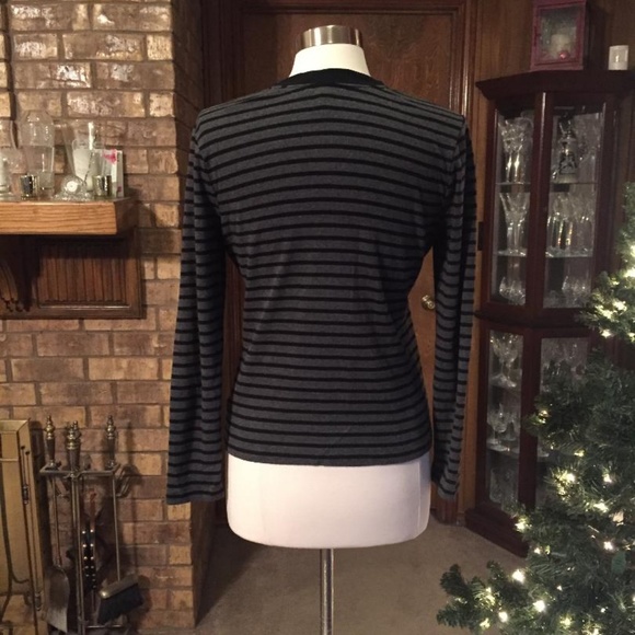 Lauren Ralph Lauren Striped V Neck Shirt - Picture 2 of 4